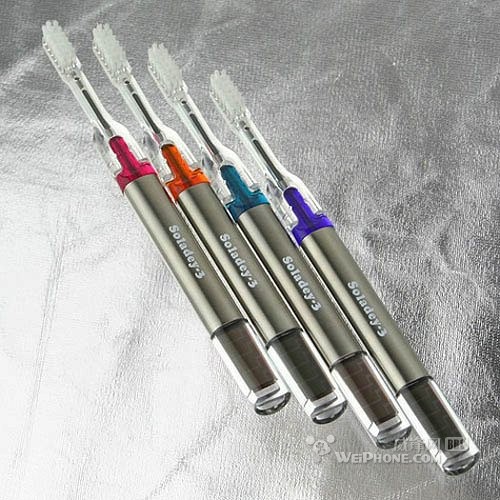 不用牙膏的钛合金太阳能牙刷